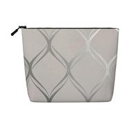 Onda Geometrica Grigio Argento, Borsa per cosmetici in lino sintetico Borsa per trucco Borsa da viaggio portatile
