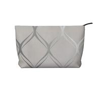 Onda Geometrica Grigio Argento, Borsa per cosmetici in velluto a coste Borsa per il trucco Borsa da viaggio portatile