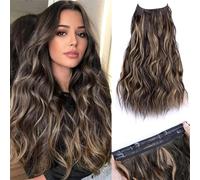 Onda Lunga Sintetica Invisibile 4 Clip In Estensioni Per Capelli Ombre Naturale Nero Biondo Linea Di Pesce Capelli Finti Pezzo Unico