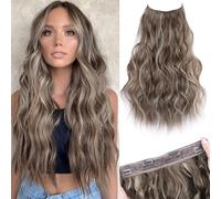 Onda Lunga Sintetica Invisibile 4 Clip In Estensioni Per Capelli Ombre Naturale Nero Biondo Linea Di Pesce Capelli Finti Pezzo Unico