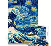 Onda stellata Van Gogh incontra Hokusai Puzzle da 1000 pezzi per adolescenti, gioco per l'esercizio mentale, relax e design, da assemblare, ideale per la lista dei desideri di Babbo Natale 50x75cm