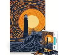 Onde al faro Puzzle artistico per adulti 1000 pezzi Gioco di memoria e allenamento per la mente Taglio di precisione Finitura di alta qualità Un modo coinvolgente per trascorrere il tempo libero
