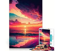 Onde al tramonto sull'oceano Puzzle da 1000 pezzi Gioco di sfida mentale Taglio di precisione Divertente sfida per i momenti di attesa (38x26cm)