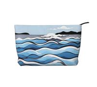 Onde che lambiscono la borsa cosmetica del velluto a coste di grande capacità del modello delle rocce, borsa impermeabile alla moda di stoccaggio degli articoli da toel, Nero , Taglia unica