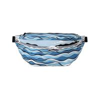 Onde che lambiscono le rocce Marsupio stampato con grande capacità e doppie tasche, adatto per viaggi e sport.