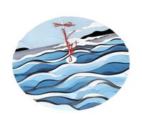 Onde che lambiscono le rocce stampato peluche poliestere base albero di Natale 76,2 cm, decorazione albero di Natale morbido tappetino di Natale