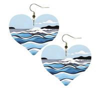 Onde che lambiscono le rocce Stampe Eleganti orecchini a forma di cuore leggeri accessori da donna perfetti per feste e San Valentino.