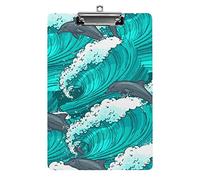 Onde che scorrono nell'oceano Delfini Appunti formato A4 Divertente estetica che lavora Studiando Lettera Lavagna per appunti standard 12,5×8,5 in pannello rigido per aula scolastica Bambini che scr