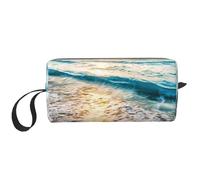 Onde dell'oceano al tramonto sulla spiaggia stampate, Borsa per il trucco Borsa per cosmetici Borsa da toilette da viaggio portatile Borsa per trucco Organizer