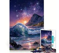 Onde dell'oceano sotto un cielo stellato - Puzzle da 1000 pezzi per adulti - Gioco di sfida mentale - Antistress - Decorazione murale con ritagli trasparenti (38x52cm)