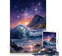 Onde dell'oceano sotto un cielo stellato - Puzzle per ragazzi da 1000 pezzi - Rafforza la memoria - Momenti di pace - Qualità - Bordo - Regalo classico (50x75cm)