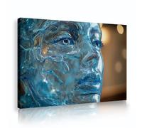 Onde dell'oceano Tela astratta arte della parete moderna strutturata donna blu immagini opere d'arte stampe soggiorno arredamento grande murale pittura poster 50x75cm telaio interno