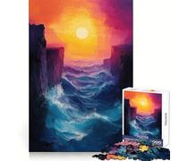Onde dell'oceano tra le scogliere al tramonto Puzzle da 1000 pezzi per adolescenti Gioco di logica Puzzle morbido Relax Taglio preciso Regalo prezioso (38x26cm)