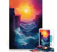 Onde dell'oceano tra le scogliere al tramonto - Puzzle difficile per adulti da 1000 pezzi - Gioco di logica semplice e divertente - Taglio di precisione - Regalo di Natale (50x75cm)