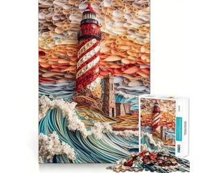 Onde dell'oceano vicino al faro - Puzzle per adulti da 1000 pezzi - Gioco per allenare la mente, rilassante e divertente - Idea regalo per le vacanze (38x26cm)