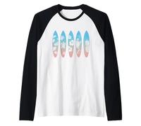 Onde di Vibrazione del Surf Che Cavalcano L'onda Aloha Maglia con Maniche Raglan