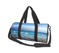Onde la spiaggia dell'isola delle Seychelles nel tramonto, Borsone da viaggio di grande capacità Borsa rotonda Borsa da viaggio sportiva Borsa da viaggio Borsa da fitness