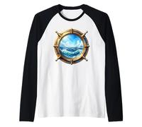 Onde nautiche della Nave a Vela con Vista sull'oceano Maglia con Maniche Raglan
