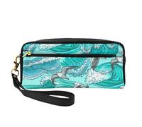 Onde Schizzo Uccelli Gabbiano, Borsa per il trucco Borsa per cosmetici Borsa da viaggio portatile da toilette Astuccio in pelle per donne e ragazze