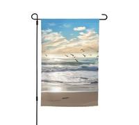 Onde sulla spiaggia con bandiere di uccelli marini per esterni 30,5 x 45,7 cm stampa su entrambi i lati bandiera da giardino bandiere per esterni bandiera per vacanze con occhielli bandiera da cortile