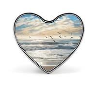 Onde sulla spiaggia con uccelli marini pin lega di alluminio amore cuore a forma di cuore distintivo carino abbigliamento moda cuori spilla squisita metallo distintivo spilla per abbigliamento borse