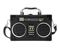 Ondeam Vintage Radio Shaped Bag,PU Elegant Evening Crossbody Handbag for Women(Black)