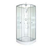 ONDÉE - Box doccia idromassaggio AMELIA - 1/4 di cerchio 80x80x224cm - Profili in alluminio grigio - Base bianca - Kit di montaggio incluso - Scarico 90mm - Senza tubo di collegamento