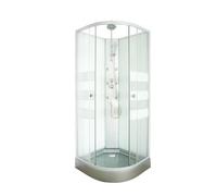 ONDÉE - Cabina doccia idromassaggio AMELIA - 1/4 di cerchio - Profili in alluminio grigio - Base grigia - Kit di montaggio incluso - Scarico 90mm - Senza tubo di collegamento - 90x90x224 cm