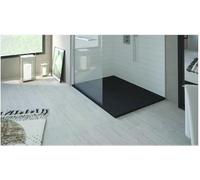 ONDÉE - Kit Doccia Completo - Piatto NOLA3 Resina Antracite 160 x 90 cm - Parete Italiana TAILA Vetro Temperato 120 x 200 cm - Deflettore Cromato 40 x 200 cm - Barra di Fissaggio a Muro Inox