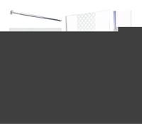 ONDÉE - Kit Doccia Completo - Piatto NOLA3 Resina Bianco 160 x 90 cm - Parete Italiana TAILA Vetro Temperato 120 x 200 cm - Deflettore Cromato 40 x 200 cm - Barra di Fissaggio a Muro Inox
