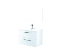 Mobile Bagno Sospeso 80X46X58H Bianco Laccato 2 casseti specchio lavabo inclusi