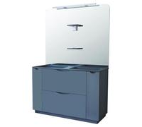 ONDÉE - Mobile da Bagno da Appoggio con Piano in Resina Nera - 2 Cassetti e 2 Ante a Chiusura Graduale - Specchio con Spot LED - Larghezza 120cm - Colore Grigio Antracite - Modello Palermo