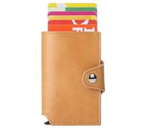 ONDIAN Porta Carte Porta carte automatico pop-up Porta carte multiplo in pelle per Donne Uomini (Colore : Jaune, Size : 10x6.5x1.5cm)