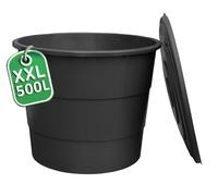 Ondis24 Botte per acqua piovana in plastica, XXL, 500 l, con coperchio, per giardino, robusto e resistente ai raggi UV, serbatoio dell'acqua piovana per irrigazione, barile con indicatore di livello