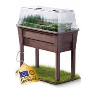 Ondis24 Fioriera da giardino rialzata Victoria per balcone, cassetta per piante con serra, volume 50 L, serbatoio dell'acqua, irrigazione a goccia, piedini rimovibili, adatto per esterni (Marrone)