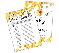 ONDTOM Giochi per baby shower con api miele, gioco di scramble (30 pezzi) con 1 scheda di risposta, a nido d'ape per bambini, gioco per feste e feste in gravidanza (5 x 7 pollici), gioco-H01