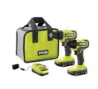 ONE+ 18V Cordless 2-Tool Combo Kit con trapano/driver, driver a percussione, (2) batterie da 1,5 Ah e caricabatterie (PCL1200K2)