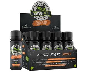 one:47® After Party Drink | 12 Shots | Bevanda elettrolitica alcalina + estratti vegetali altamente concentrati, minerali aggiuntivi | Sentirsi bene il giorno dopo | Reidratarsi ed essere più in forma