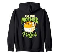 One Bad Mother Puffer Hilarious & Cute Puffer Fish Felpa con Cappuccio