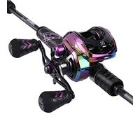 One Bass Canna da pesca e mulinello Combo, Baitcasting Combo con manico in superpolimero, nero, 1,8 m, per destrorsi