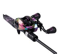 One Bass Canna da pesca e mulinello Combo, Baitcasting Combo con SuperPolymer Maniglia-Nero-1.8M -Mancino