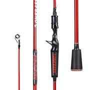 One Bass Canne da pesca, IM7 in grafite canna da filatura e asta da fusione, 2 pezzi di canna da baitcasting di alta qualità con manico in polimero - Casting 6' - Rosso