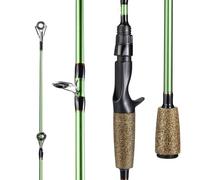 One Bass Canne da pesca in fibra di carbonio da 30 tonnellate, canne da casting e spinning, 2 pezzi con manico in sughero gommato, fusione, 2,2 m