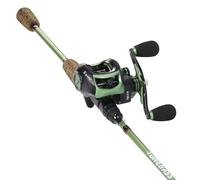 One Bass Combinazioni di canne da pesca, 30 tonnellate grezze in fibra di carbonio, traduzione 8,1:1, mulinello da pesca, 2 pezzi Baitcast combinato con manico in gomma per mancini, 2,1 m