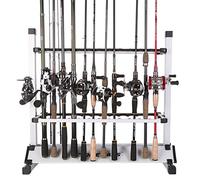 One Bass Porta Canna da Pesca in Metallo e Lega di Alluminio, per Tutti i Tipi di Canna da Pesca, può Contenere Fino a 24 canne da Pesca, 24 Rods Rack-SilverBlack
