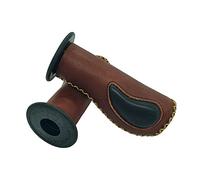 one by Camamoto 77344305 kit set coppia manopole manubrio moto in cuoio colore nero marrone compatibile con moto scooter, bici con grip, facile installazione, ø sx 21mm/dx 24mm lungh. 125 mm