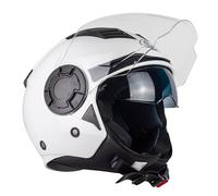 One by Camamoto | Casco Alfa 2.0 Jet/Demi-Jet per Moto e Scooter, Bianco Lucido, Doppia Visiera, Omologato ECE R22-06, Taglia M (57-58 cm)