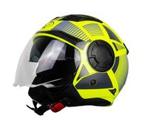 One by Camamoto | Casco Alfa 2.0 Jet/Demi-Jet per Moto e Scooter, Giallo Fluo - Grigio Opaco, Doppia Visiera, Omologato ECE R22-06, Taglia XXL (61 cm)