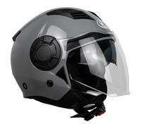 One by Camamoto | Casco Alfa 2.0 Jet/Demi-Jet per Moto e Scooter, Nardo Grey Lucido, Doppia Visiera, Omologato ECE R22-06, Taglia L (59 cm)