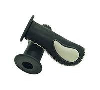 one by Camamoto cod. 77344305A coppia manopole in cuoio colore nero/bianco compatibile con moto scooter, ideali per bici con grip ottimale, facile installazione, ø sx 21mm / dx 24mm - lungh. 125 mm